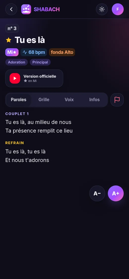 Fiche d'un chant (thème sombre)
