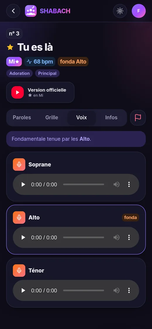 Harmonies par voix (thème sombre)